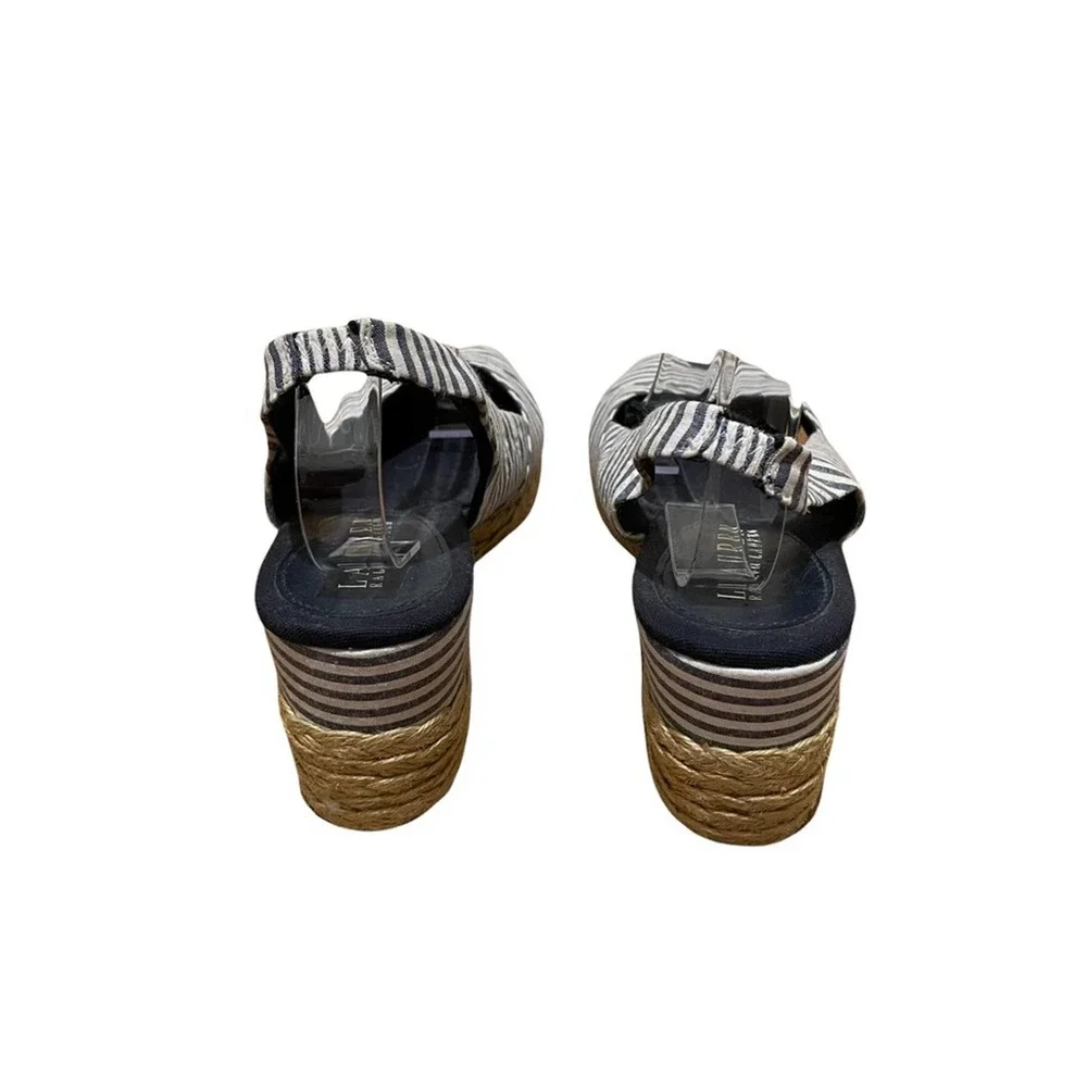 lauren ralph lauren cassara wedge espadrille striped sandals blue size 9.5 - Picture 7 of 8